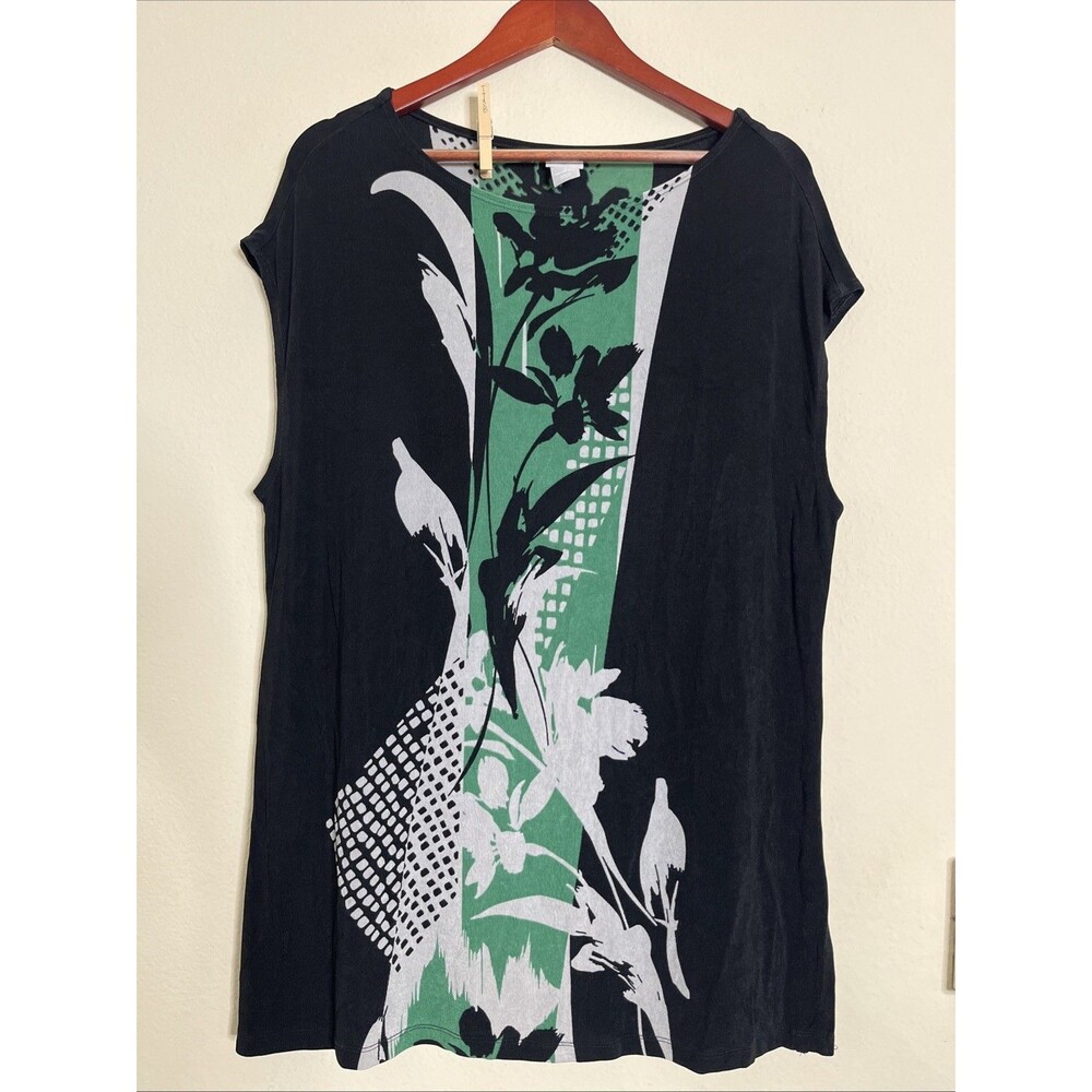 Chico's Chicos Travelers Floral Sleeveless Floral Tunic Top Blouse SZ 3 16/18